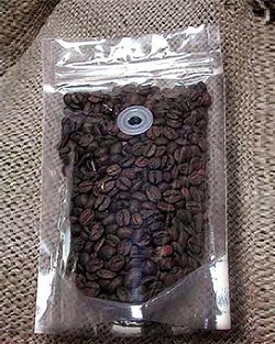 Упаковка для зернового кофе с клапаном