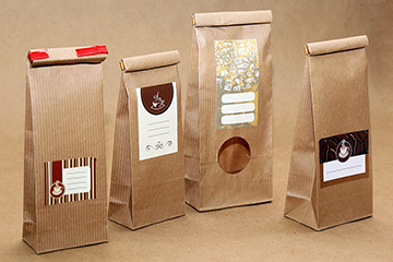 Tea bags and mail bags of craft paper