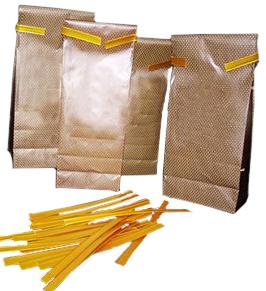 Tea bags and mail bags of craft paper