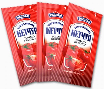 Пакетики САШЕ с кетчупом