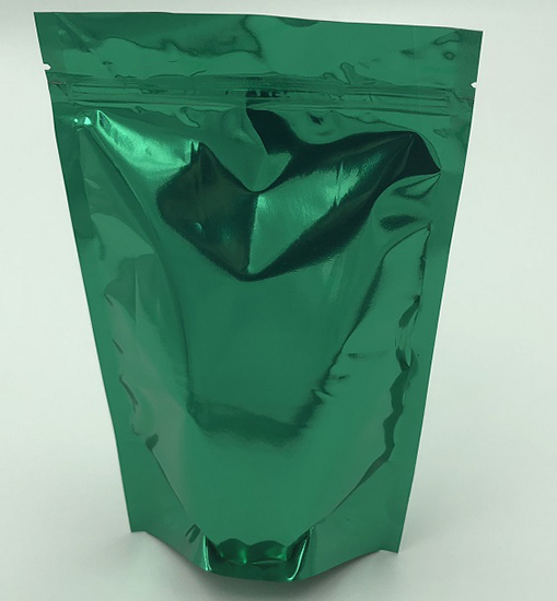 Пакет дой-пак металлизированный зеленый глянец с замком zip-lock